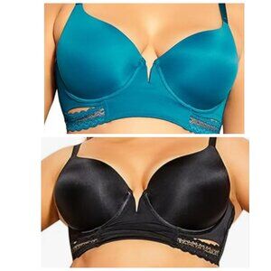 New - 2 City Chic Longline Contour Bras 38H